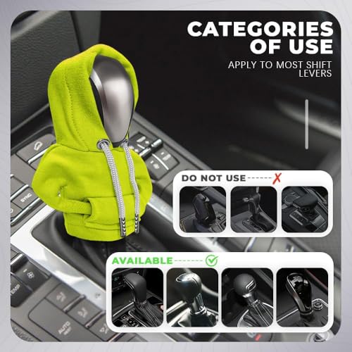 Gear Shift Hoodie, Gear Shift Cover, Fashionable Hoodie Automotive Gear Shift Knob Protector, Car Accessories Mini Sweater Gear Shift Knob Cover for Car Gear Shift Levers (Green-2PCS) - color: Green-2PCS