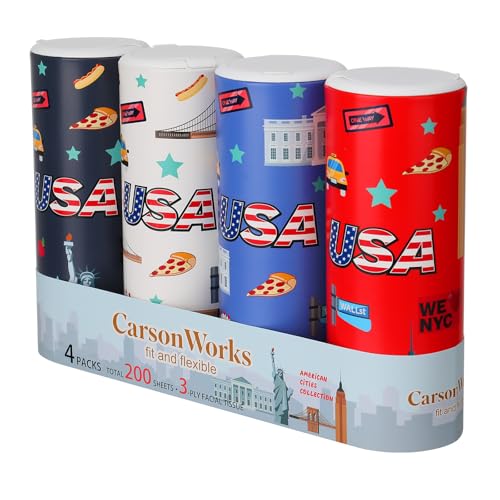 Carson Works Car Tissues Holder 4 Packs Round Car Tissues Cylinder Fit for Car Cup Holder, Home Small Tissue Dispenser with Refill Tissues for Car Bathroom Office - color: Ct-b