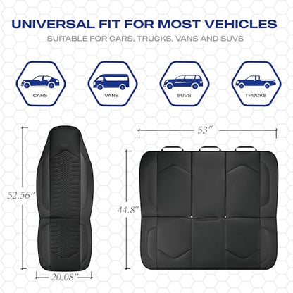 Skechers Memory Foam Car Seat Covers, Leather High Back Seat Covers Quilting Design,Waterproof Sports Car Seat Covers Front Seats,Airbag Compatible Universal Fit for Most Cars, SUVs,Trucks,Black