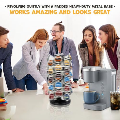 BLACKSMITH FAMILY K Cup Holders,K Cup Holder, K Cups Holder,K Cup Carousel, Coffee Pods Holder Storage Organizer Stand,No Assembly Required,Black (Capacity of 40 Pods, Black)