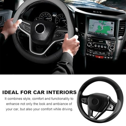 Leather Steering Wheel Cover, 15 Inch Soft Breathable Car Wheel Cover with Anti-Slip Lining, Universal Comfortable Steering Wheel Protector for Most Cars Trucks SUVs (Gray) - color: Gray