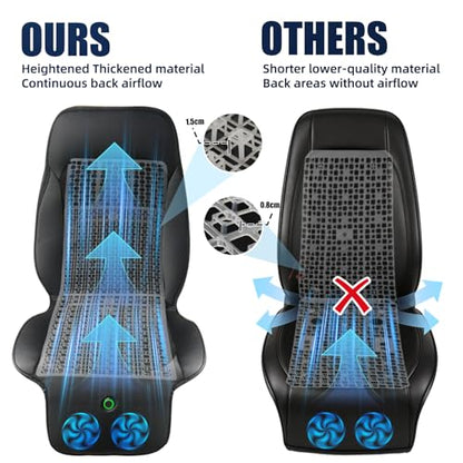 Upgraded Cooling Car Seat Cover, Cooling Seat Covers For Cars Trucks, 12V-24V 3-Speed Air Cooled Car Seat Cushion, Universal Fit for Summer Truck SUV Office, Non-slip Breathable 3D Mesh Leather, Black