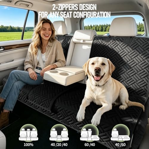 Dog Car Seat Cover for Back Seat, Waterproof 600D Oxford Protector for Travel and Daily Use, Non Slip Scratch Resistant Bench Cover, Easy to Clean, Fits Midsize SUVs/Trucks, 56 Inch