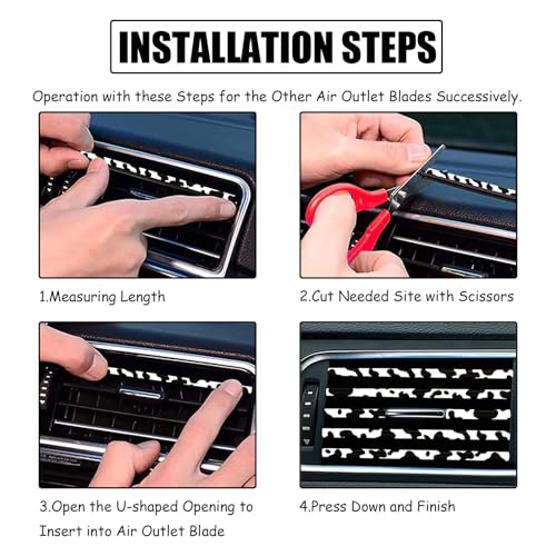 10 Pieces Cow Print Car Air Conditioner Air Outlet Decorative Strips, Cow Print car Accessories, Flexible Shiny Auto Car Vent Interior Accessories for All Air Vent Outlet (Black White-Cow)