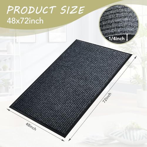 Front Door Mat,4'x6'Indoor Outdoor Door Mat,Heavy Duty Durable Welcome,Commercial Floor Mats Inside Outside Entrance, Waterproof All-Season, All-Weather Non Slip Backing Doormat for Entryway,Black - size: 48"x72"