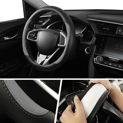Car Steering Wheel Cover,Microfiber Leather Steering Wheel Cover Fit15.5-16 inch Large Size for F150 F250 F350 Ram Tacoma 4Runner Tundra Range Rover (Black&Gery) - color: Black&Gery, size: Large Size[15.5"-16"]