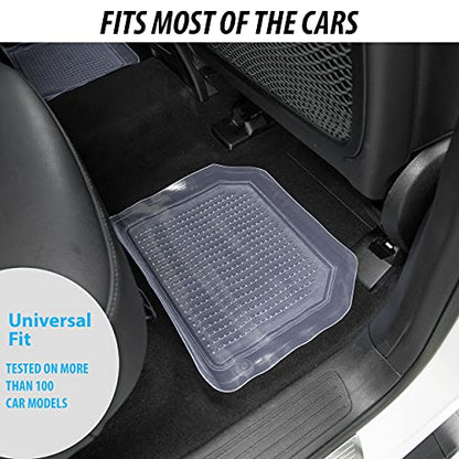 ZONETECH All Weather Full Rubber Clear Car Interior Floor Mats – 4-Piece Set Clear Heavy Duty Car Interior Floor Mats - size: 1 PACK