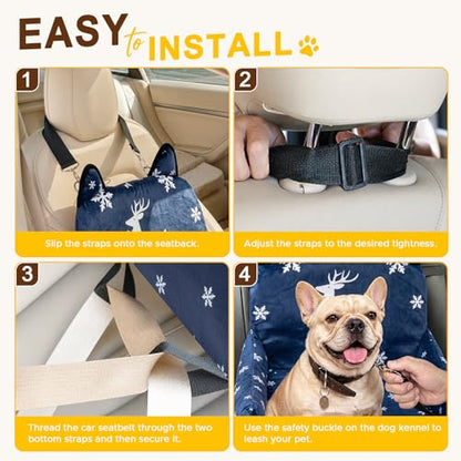 Dog Booster Car Seats for S/M Dogs Up to 35lbs,Pet Car Seat/Travel Bed with Washable&Removable Cover,Storage Pockets,Dog Safety Belt and Elevated Cushion Fits in Front/Back Seat - color: Elk