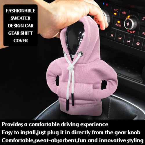 vvag Gear Shift Hoodie, Hoodie Car Gear Shift Cover, Car Shift Knob Hoodie, Automotive Interior Accessories, Universal Fit Knob Cover Gift (Pink) - color: Pink