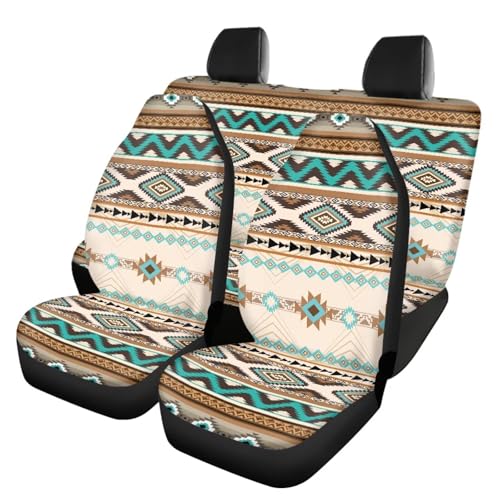 Howilath Geometric Aztec Tribal Car Seat Cover for Carseat Front Back Seat Cushion Protectors Interior Accessories Set of 4, Universal Fit All Seasons - color: Geometric Aztec Tribal