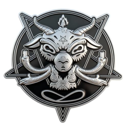 Occult Goat Car Emblem – Metal 3D Black Badge with 3M Adhesive – Mystical Goat Decal for Car, Truck, Motorcycle, Window, Door, or Home Decor (Black and Silver) - color: Black and Silver