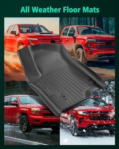 Floor Mats for Chevy Silverado Sierra: 2019-2026 1500 2500HD 3500HD Truck Front Liners,All Weather Car Accessories Double & Crew Cab Only Carpet for Chevrolet Silverado for GMC Sierra 2026 2025-2019