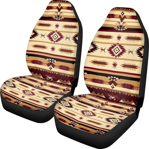 Dreaweet Aztec Seat Covers for Cars Brown Southwest Geometric Front Seat Cover Soft Comfort High Back Bucket Seat Covers Set of 2 Universal Fit for Most Cars SUV Trucks Sedan Easy to Install - color: Aztec Geometric