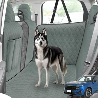 Dog Car Seat Cover for Back Seat Compatible with Ford Edge 2015-2020 2021 2022 2023 2024 Detachable Washable Backseat Pet Travel Hammock Cushion (Green Black)