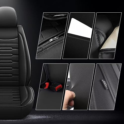 AOMSAZTO Car Seat Covers Fit for Honda Ridgeline 2006-2025: Seat Covers Full Set Leather Seat Covers Compatible Airbag (Black) - color: #016 Black, size: 2006-2014&2024-2025-5 seat covers full set