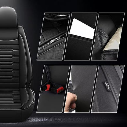 AOMSAZTO Car Seat Covers Fit for Honda Ridgeline 2006-2025: Seat Covers Full Set Leather Seat Covers Compatible Airbag (Black) - color: #016 Black, size: 2006-2014&2024-2025-5 seat covers full set