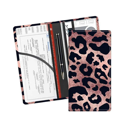 Leather Car Registration and Insurance Card Holder, Cute Car Accessories Vehicle Glove Box Car Organizer for Documents, Cards, License Pink Black Leopard - color: Pink Black Leopard