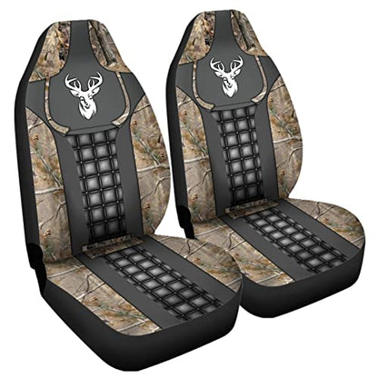 Howilath Forest Deer Pattern Front Seat Cover 2 Pcs, Universal Vehicle Seat Protector Mat Covers, Fit Most Cars, Sedan, SUV, Van Truck - color: Forest Deer