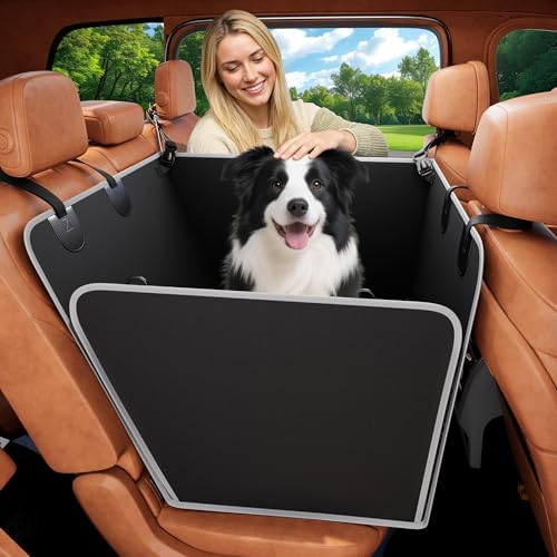 njnj Half Dog Car Seat Cover for Back Seat - Waterproof Dog Half Hammock for Cars,Scratchproof Pet Backseat Protector,Perdurable,Non-Slip Booster Seat for Small,Medium and Large Dogs - color: Black