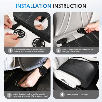 Car Seat Extender Leather Car Seat Extender Leg Support Cushion for Driver Seats Office Chair Car Seat Cushion Legs Rest Pads-Dark Black - color: Red Black