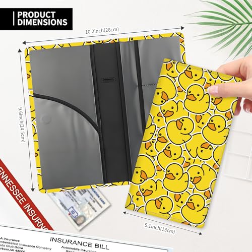 Leather Car Registration and Insurance Card Holder, Cute Car Accessories Vehicle Glove Box Car Organizer for Documents, Cards, License Cute Yellow Ducks - color: Cute Yellow Ducks