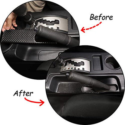 Soft Carbon Fiber Handbrake Panel Trim Cover Compatible with Toyot@ FJ Cruiser 2007-2021, Center Console Emergency Brake Panel Protection Sticker Accessories (Black) - color: Black
