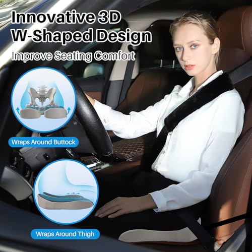 X Large Car Seat Cushion for Driving, Mprove Driving Vision/Posture, Truck Seat Cushion with Non-Slip and Adjustable Straps, Memory Foam Seat Cushion for Long Time Driving Car, Truck, SUVs (DarkGray)