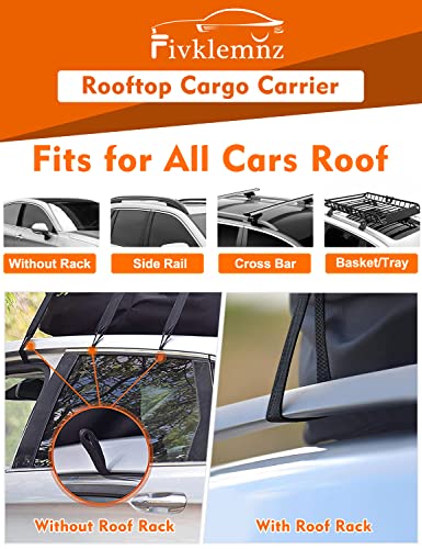 FIVKLEMNZ 21 Cubic Car Rooftop Cargo Carrier Roof Bag Waterproof for All Top of Vehicle with/Without Rack Includes Topper Anti-Slip Mat + Reinforced Straps + 6 Door Hooks + Luggage Lock - size: 21 Cubic Feet