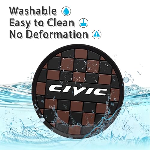Car Cup Coaster, 4PCS Universal Non-Slip Cup Holders Embedded in Ornaments Coaster, Car Interior Accessories (Coffee, Civic)