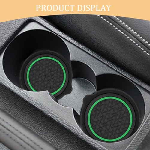 2PCS Car Cup Holder Coaster, Silicone Non-Slip Vehicle Cup Recessed Mats, Waterproof ＆ Sift-Proof Automotive Interior Insulation Drink Insert Pads, Universal Fit (Green/Black) - color: Green/Black