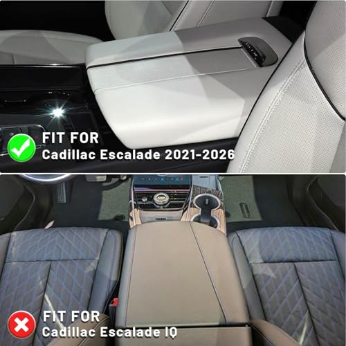 Compatible with Cadillac Armrest Center Console Cover Protector,Leather Anti-Scratch for Escalade 2021-2026,Armrest Cushion, Console Protector