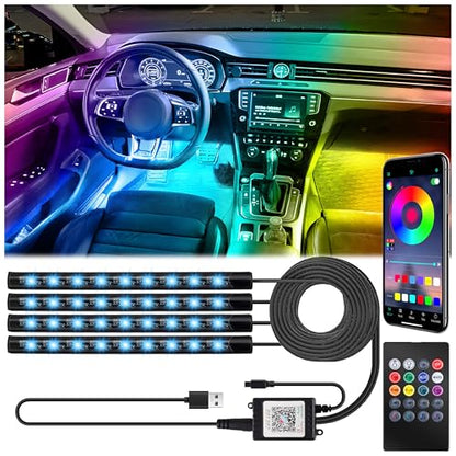 Car Interior Lights, 5V LED Strip Lights with USB Adapter, Ambient Car Lighting Kit, App & Remote Control Music Sync Color Change Strip Lights for SUVs & Trucks (48LED Beads) - color: USB Adapter(48LED Beads)