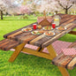 Rustic Wood Picnic Table Cover with Bench Covers Waterproof Windproof Elastic Fitted Outdoor Camping RV Tablecloths with Drawstring Bag Reusable Rectangle Rectangle Tables and Seats Cover 30X72IN - color: Brown, size: 30" x 72" (Rectangular)