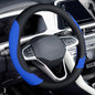 Coverado Car Steering Wheel Cover, Nappa Leather Black & Blue Steering Wheel Covers for Women, Universal 14-15 inch, Anti-Slip, Breathable Steering Wheel Protector - color: B-BlackBlue