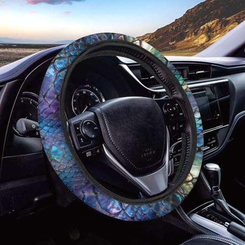 AFPANQZ Auto Steering Wheel Covers Comfort Anti-Slip Safety Stretch-on 14-15 inch, Colorful Snake Skin Easy Fix Machine Washable Steering Wheel Protection - color: Colorful Snake Skin