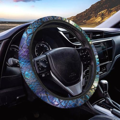 AFPANQZ Auto Steering Wheel Covers Comfort Anti-Slip Safety Stretch-on 14-15 inch, Colorful Snake Skin Easy Fix Machine Washable Steering Wheel Protection - color: Colorful Snake Skin