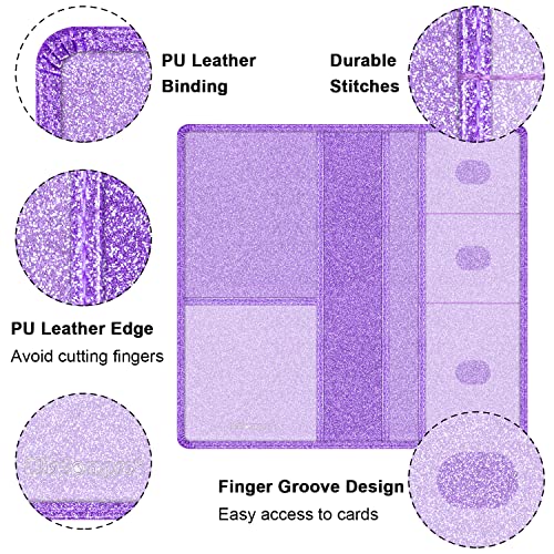 Wisdompro Car Document Holder Organiser, PU Leather Vehicle Insurance and Registration Holders Wallet Case for ID Card, Driving Licence, Key Contact Information Cards - color: Glitter Purple