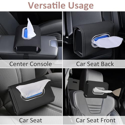 Premium Leather PU Tissue Holder for Car – Stylish and Durable Cars Tissue Holder for Easy Access While Driving, Perfect Tissue Holders in Car for Keeping Napkins Organized and Within Reach