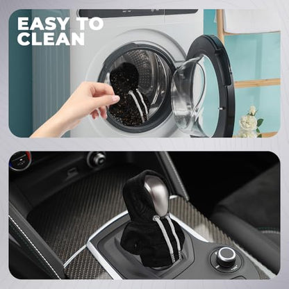Gear Shift Hoodie, Gear Shift Cover, Fashionable Hoodie Automotive Gear Shift Knob Protector, Car Accessories Mini Sweater Gear Shift Knob Cover for Car Gear Shift Levers (Black) - color: Black