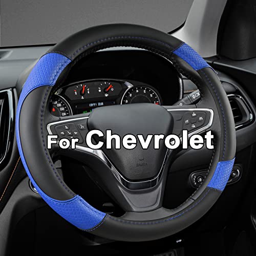GIANT PANDA Steering Wheel Cover for Chevy Silverado - Car Steering Wheel Cover for Chevrolet Colorado Tahoe -Black+Blue - color: B-Black+Blue