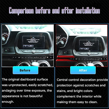 Custom Interior Accessories 5PCS for Chevrolet Camaro 2016 2017 2018 2019 2020 2021 2022 Red Carbon Fiber Center Console Cover Instrument Panel Trim Dashboard Protection Decoration - size: Dashboard trim cover
