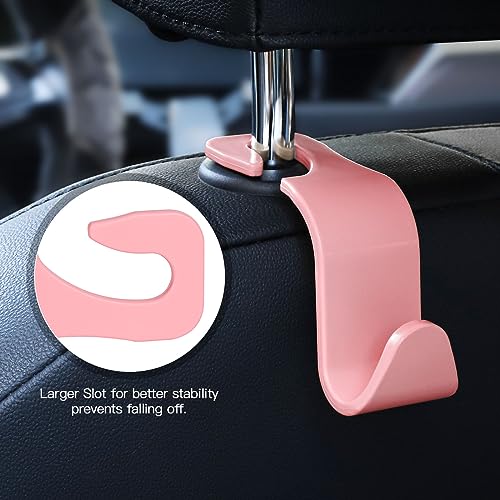 Soleebee 4 Pack Car Seat Hooks - Universal Auto Hooks, Back Seat Hangers, Storage Organizer (Pink) - color: Pink