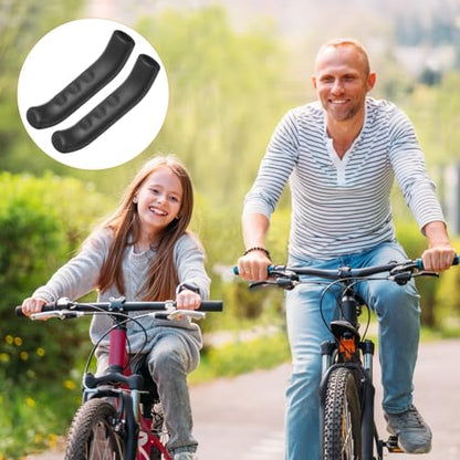 HARFINGTON 1 Pair Bike Brake Lever Cover Silicone Brake Lever Grip Protector Anti-Slip Brake Handle Protection Covers Sleeve for Mountain Road Bike Cycling, Black - color: Black
