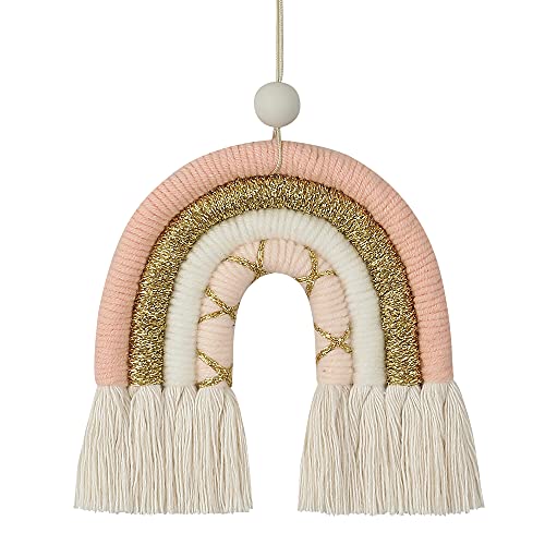 BOHO GARDEN Macrame Rainbow Charm - Essential Oil Diffuser for Cars, Baby Nursery, Children’s Bedroom & Home Decor - Colorful Decorative Hanging Air Freshener & Accessories - 3.5x4 - Rose Gold - color: Rose Gold