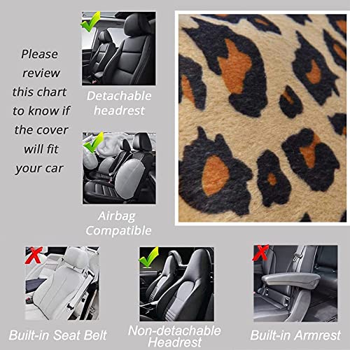 AUTOFAN Leopard Car Seat Covers Full Set with Steering Wheel Cover 2 Seat Belt Pads, Cheetah Print Seat Covers for Cars for Women,Airbag Compatible,Universal Fits for Cars,SUV,Truck - color: animal leopard