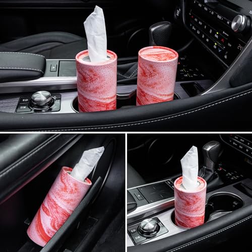 Car Tissue Holder, 4 Pack Car Cup Holder Facial Tissues with Travel Tissue Bag, Quick and Convenient Flower Combination Car Tissue Box(4 Canisters/200 Tissues) Orange