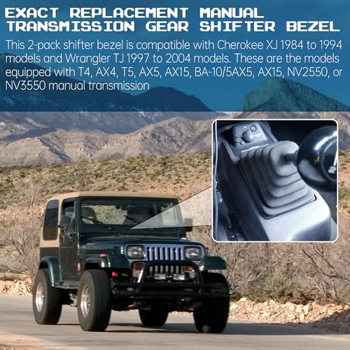 2-Pack Manual Transmission Shifter Bezels Compatible with Jeep Cherokee/Wrangler - Black