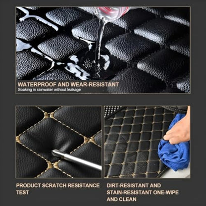 Add Personal Touch to Your Vehicle with IMEISH Customizable Logo Text Car Mats for 99% of vehiclesPads Protection Non-Slip Leather Floor Liners (Red Stripe) - color: Red stripe