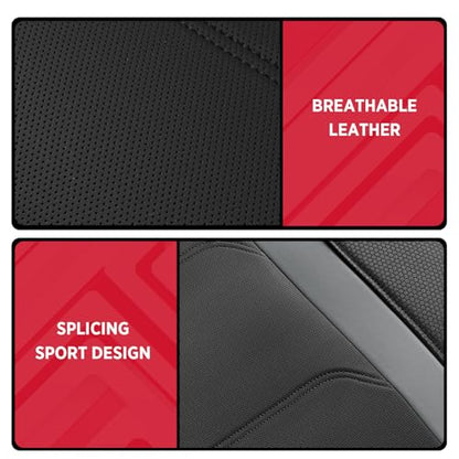 Rubbermaid Leather Car Seat Cover – Universal Front Seat Cover, Airbag Compatible, Easy to Install, Water-Resistant and Durable Automotive Seat Cover for Cars, Trucks, SUVs, Vans – Gray - color: Gray