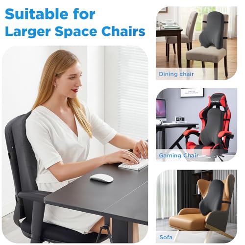 Teemour High Back Support Pillow for Office Chair, Fully Support Back Cushion - Memory Foam Lumbar Support Pillow for Office Chair, Desk, Gaming Chair, Promotes Posture Pain Relief Adjustable Straps - size: Long Back